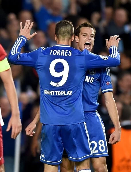 Torres and Azpilicueta: Celebrating Chelsea's First Goal in the UEFA Champions League Semi-Final vs Atletico Madrid (April 30, 2014)