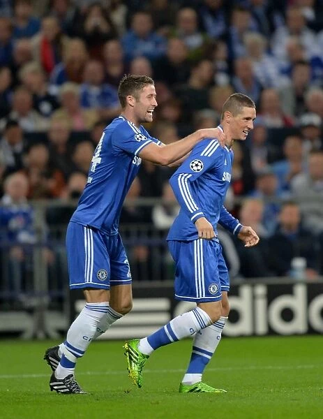 Torres and Cahill: Celebrating Chelsea's Opening Goal in Schalke 04 vs. UEFA Champions League