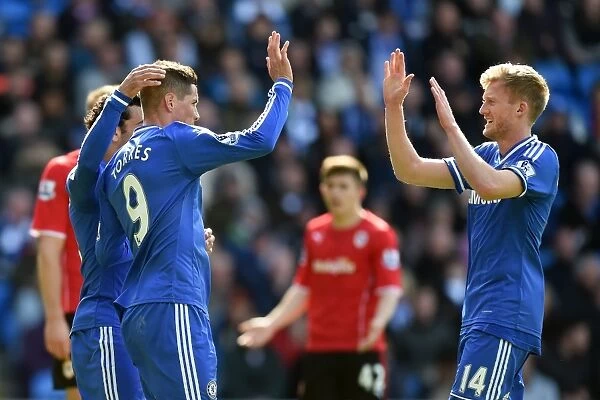 Torres and Schurrle in Jubilant Celebration: Chelsea's Second Goal vs. Cardiff City (May 11, 2014)