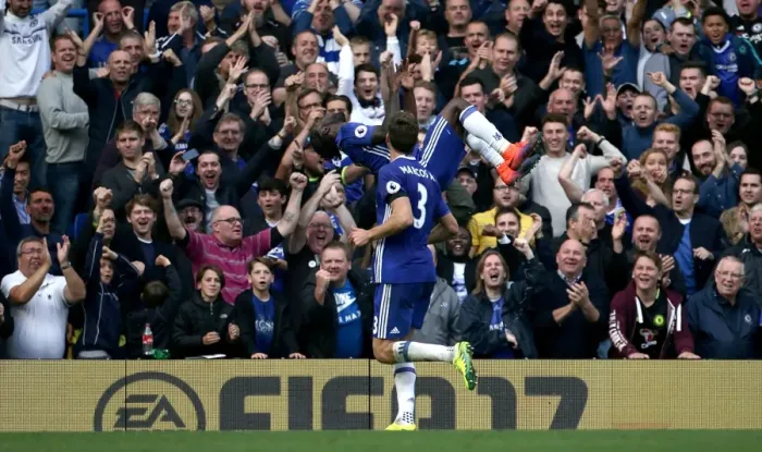 Framed Print : Triple Thrill: Victor Moses Hat-Trick Leads Chelsea to Exhilarating Victory over Leicester City (Premier League)