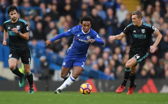 Framed Print : Willian Charges Forward: Chelsea's Thrilling Attack vs. West Bromwich Albion, Premier League, Stamford Bridge Framed Print : Willian Charges Forward: Chelsea's Thrilling Attack vs. West Bromwich Albion, Premier League, Stamford Bridge