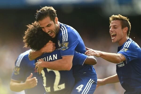 Willian, Fabregas, and Azpilicueta's Triumphant Goal Celebration: Chelsea vs Swansea City (August 2015)
