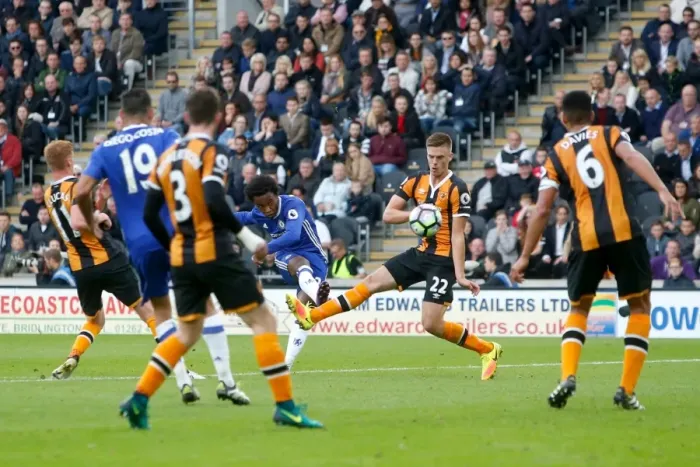 Framed Print : Willian Scores First Goal: Chelsea's Victory at Hull City's KCOM Stadium Framed Print : Willian Scores First Goal: Chelsea's Victory at Hull City's KCOM Stadium