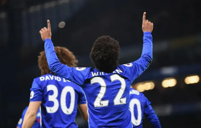 Framed Print : Willian's Double: Chelsea's Thrilling Victory Over Stoke City in the Premier League Framed Print : Willian's Double: Chelsea's Thrilling Victory Over Stoke City in the Premier League