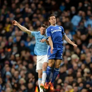 Print of Azpilicueta vs Milner Aerial Battle in FA Cup Fifth Round Clash Print of Azpilicueta vs Milner Aerial Battle in FA Cup Fifth Round Clash