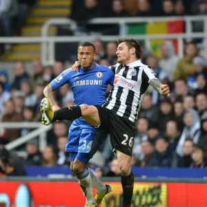 Print of Ryan Bertrand and Mathieu Debuchy in Mid-Air Print of Ryan Bertrand and Mathieu Debuchy in Mid-Air