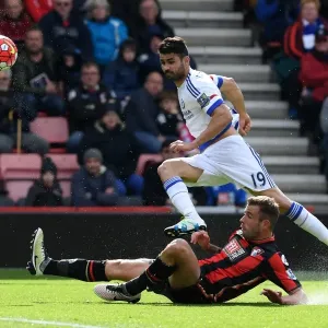 Print of Diego Costa and Simon Francis in action Print of Diego Costa and Simon Francis in action