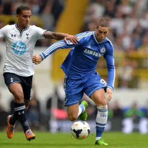 Print of Fernando Torres and Kyle Naughton in action Print of Fernando Torres and Kyle Naughton in action