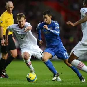 Print of James Ward-Prowse and Eden Hazard in Action Print of James Ward-Prowse and Eden Hazard in Action