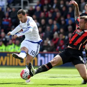 Print of Blocked Shot: Eden Hazard vs. Steve Cook Print of Blocked Shot: Eden Hazard vs. Steve Cook