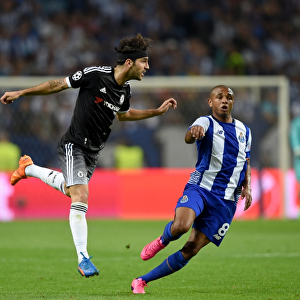 Cesc Fabregas Scores the Game-Winning Goal Past Yacine Brahimi in Chelsea's Champions League Victory at Estadio do Dragao (September 2015)