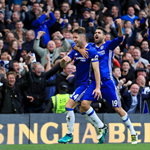 Chelsea Celebration: Gary Cahill and Diego Costa Rejoice Over Second Goal vs. Manchester United (Premier League)