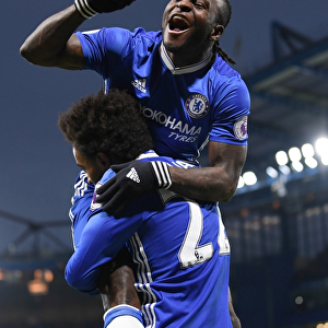 Chelsea Celebration: Willian and Victor Moses Rejoice Over Goal Against Stoke City, Premier League 2016