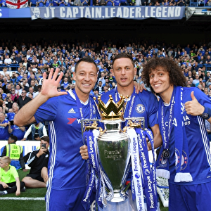Chelsea FC Celebrates Premier League Victory: John Terry, Nemanja Matic, and David Luiz with the Trophy