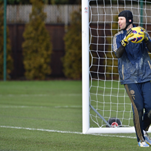 Chelsea FC: Petr Cech in Action at Cobham Training Ground - Preparing for Barclays Premier League Battle