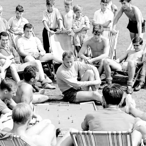 Chelsea Football Club Print: Tommy Docherty Planning Tactics with Subbuteo at Training Chelsea Football Club Print: Tommy Docherty Planning Tactics with Subbuteo at Training
