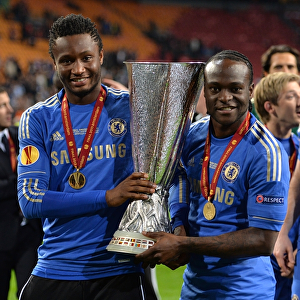 Chelsea Football Club: Mikel and Moses Triumph with the UEFA Europa League Trophy after Epic Showdown vs. Benfica (May 16, 2013)