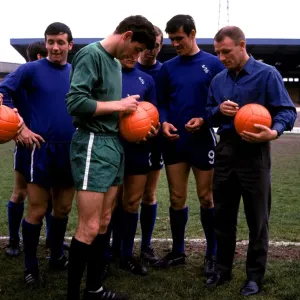Chelsea Footballers and Manager Sign Footballs Print Chelsea Footballers and Manager Sign Footballs Print