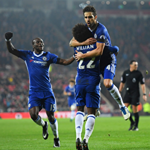 Chelsea Triumph: Fabregas, Willian, and Moses Celebrate First Goal Against Sunderland