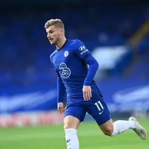 Chelsea contra Liverpool: Tiempo Werner en el Estadio de Stamford - Emblema del Campeonato de la Liga Premier Chelsea contra Liverpool: Tiempo Werner en el Estadio de Stamford - Emblema del Campeonato de la Liga Premier