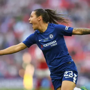 Chelsea Women's Ramona Bachmann Scores Opening Goal in FA Cup Final Print Chelsea Women's Ramona Bachmann Scores Opening Goal in FA Cup Final Print