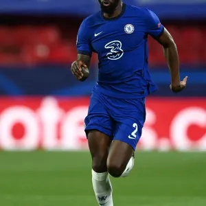 Chelsea's Antonio Ruediger in Empty Estadio Ramon Sanchez Pizjuan during UEFA Champions League Quarterfinal vs. Porto Chelsea's Antonio Ruediger in Empty Estadio Ramon Sanchez Pizjuan during UEFA Champions League Quarterfinal vs. Porto