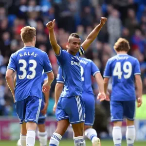 Print of Chelsea's Ashley Cole in Jubilant Moment