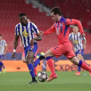 Chelsea's Ben Chilwell in UEFA Champions League Quarterfinal at Empty Estadio Ramon Sanchez Pizjuan Chelsea's Ben Chilwell in UEFA Champions League Quarterfinal at Empty Estadio Ramon Sanchez Pizjuan