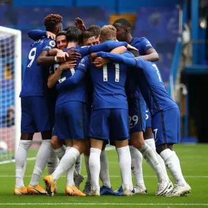 Chelsea's Chilwell Scores First Goal in Empty Stamford Bridge Print