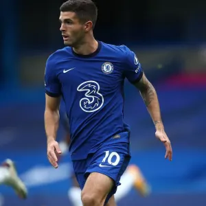 Print of Christian Pulisic in Action at Empty Stamford Bridge