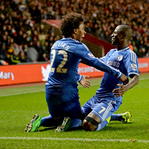 Chelsea's Da Silva and Ramires: United in Victory - Celebrating the Second Goal vs Southampton (BPL, 1st January 2014)