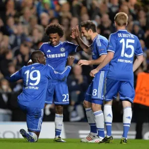Chelsea's Demba Ba Celebrates Historic Hat-Trick Against Schalke in Champions League Chelsea's Demba Ba Celebrates Historic Hat-Trick Against Schalke in Champions League
