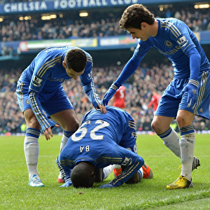Chelsea's Demba Ba Scores Opening Goal in FA Cup Quarterfinal Replay Against Manchester United at Stamford Bridge
