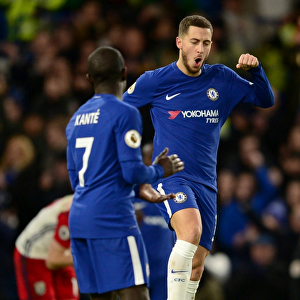 Chelsea's Eden Hazard and N'Golo Kante Celebrate Goal Against West Bromwich Albion