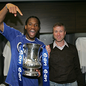 Chelsea's FA Cup Victory: Didier Drogba and Roman Abramovich Celebrate with the Trophy (May 2007)