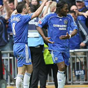 Chelsea's Frank Lampard and Didier Drogba: FA Cup Victory Celebration over Manchester United at Wembley Stadium (2007)