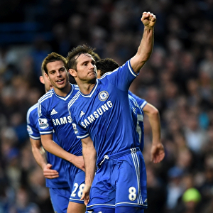 Chelsea's Frank Lampard: Double Delight as He Celebrates Scoring the Second Goal Against Stoke City (5th April 2014, Stamford Bridge)