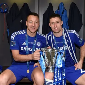 Print of Gary Cahill and John Terry Celebrating Capital One Cup Victory