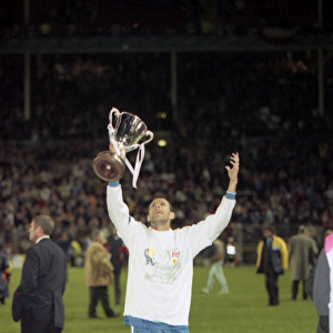 Chelsea's Gus Poyet Hoists the UEFA European Cup-Winners Cup after Victory over VfB Stuttgart, 1998