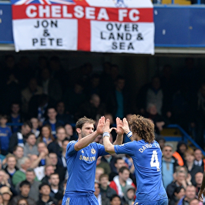Chelsea's Ivanovic and Luiz: A Dynamic Duo Celebrates Their Second Goal Against Sunderland (April 2013)