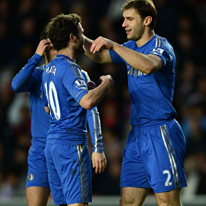 Chelsea's Ivanovic and Mata: Unstoppable Duo Celebrates Third Goal in FA Cup Victory over Southampton (January 2013)