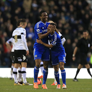 Chelsea's Jon Obi Mikel and Ashley Cole: Celebrating Mikel's FA Cup Goal Against Derby County (5th January 2014)