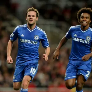 Chelsea's Juan Mata and Willian Print: A Moment of Celebration