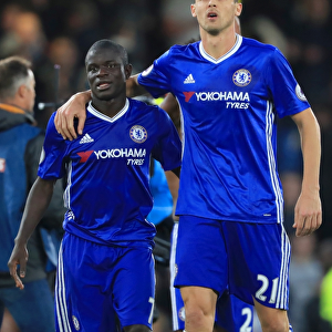 Chelsea's Kante and Matic: Celebrating Derby Victory - Chelsea 1-0 Manchester United (Premier League, Stamford Bridge)