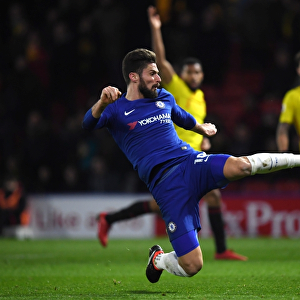 Chelsea's Olivier Giroud in Action against Watford - Premier League