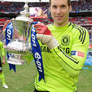 Chelsea's Petr Cech Triumphs with the FA Cup at Wembley Stadium (May 2010)