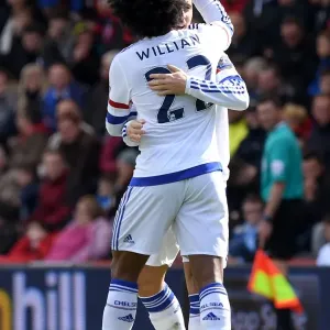 Chelsea's Star Duo Print: Eden Hazard and Willian Celebrate Second Goal Chelsea's Star Duo Print: Eden Hazard and Willian Celebrate Second Goal