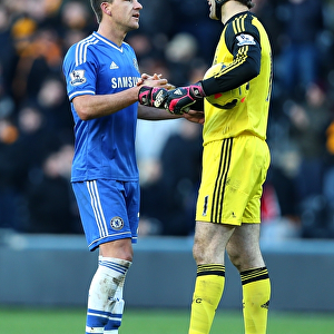 Chelsea's Terry and Cech Celebrate Record-Breaking Clean Sheet vs. Hull City (January 11, 2014)