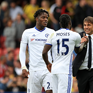 Chelsea's Triumph: Conte and Moses Rejoice at Watford's Vicarage Road - Premier League 2016/17