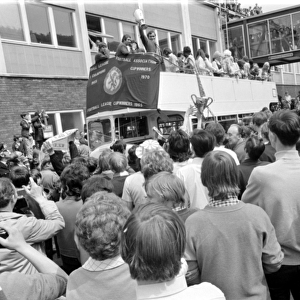 Chelsea's Triumph: Ron Harris and the European Cup Winners Cup Victory Parade after Winning against Real Madrid, 1971